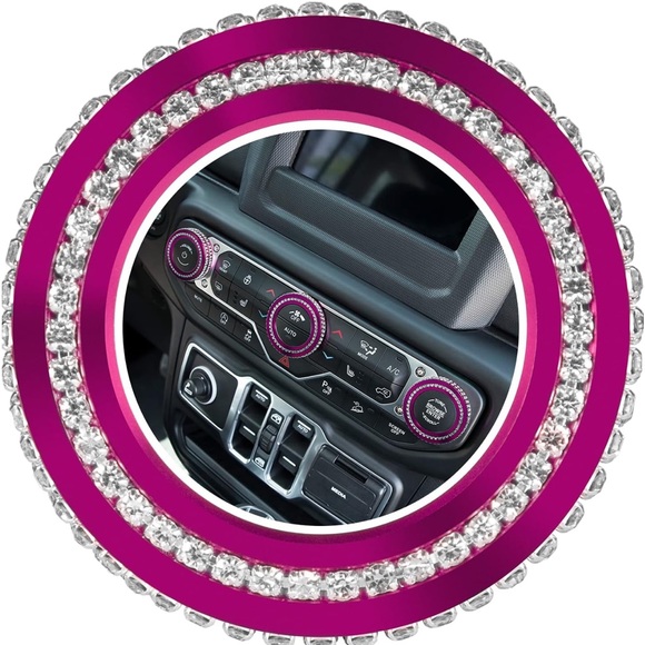 Bonbo Bling Crystal Air Conditioner Switch Knob Cover Jeep Wrangler Rose Pink - Picture 4 of 7